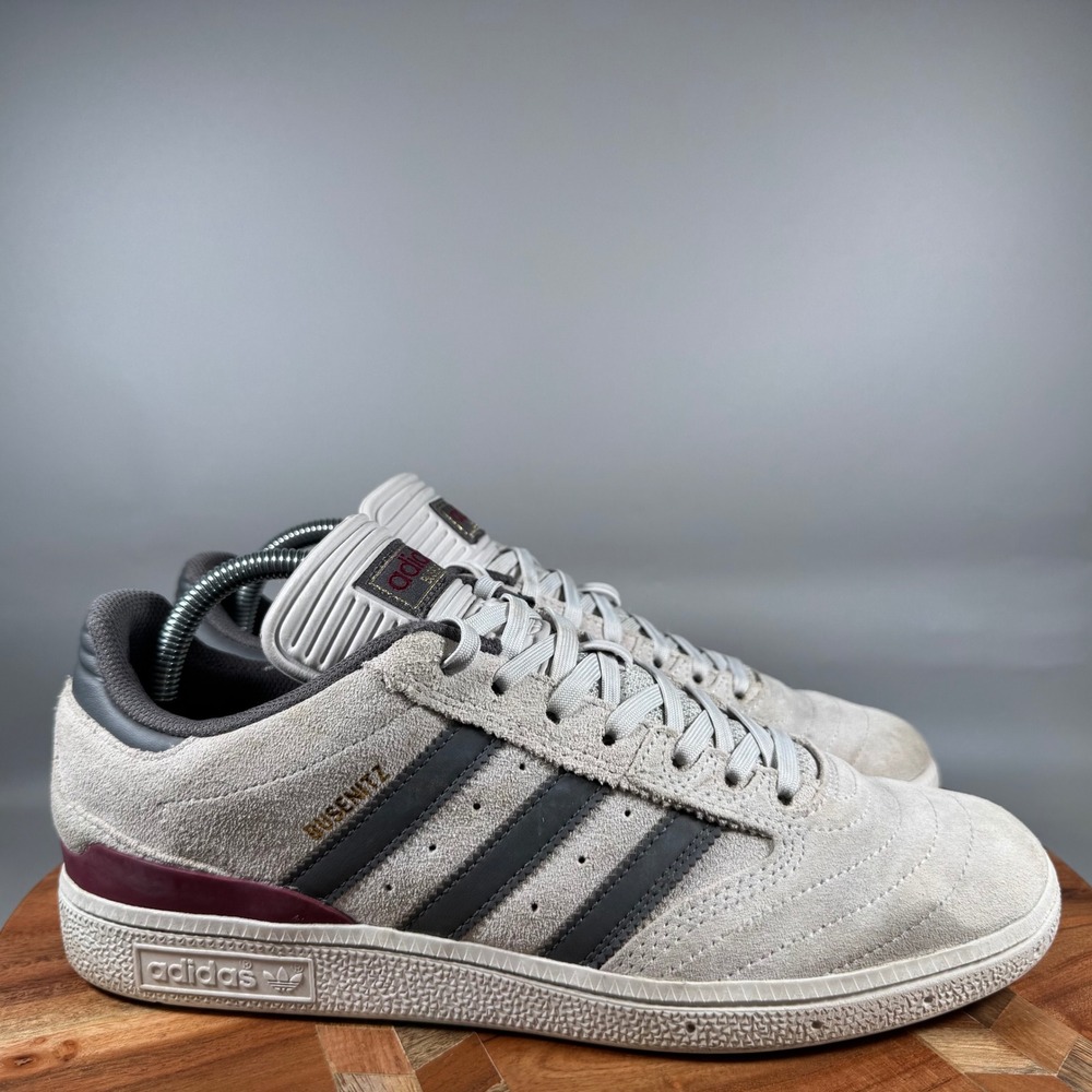 Adidas Busenitz Grey Burgundy Suede Skateboard Shoes BY3964 Mens 9